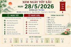 Xem tử vi ngày 28-5-2026 thứ 5 của 12 con giáp chi tiết nhất